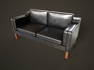 Leather sofas and armchair 3D Model