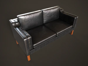 Leather sofas and armchair 3D Model