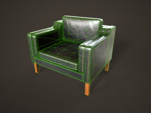Leather sofas and armchair Model 3D