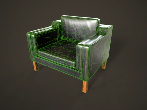 Leather sofas and armchair 3D Model