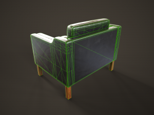 Leather sofas and armchair Model 3D