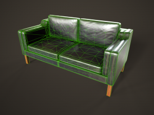 Leather sofas and armchair Model 3D