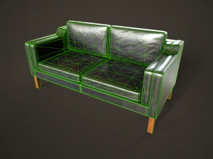 Leather sofas and armchair 3D Model