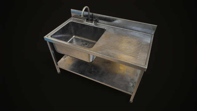 Metal industrial sink 3D 模型 .c4d .max .obj .3ds .fbx .stl .blend