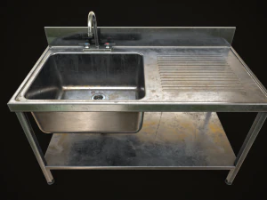 Metal industrial sink 3D Model
