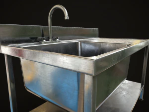 Metal industrial sink 3D Model