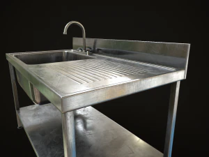 Metal industrial sink 3D Model