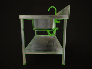 Metal industrial sink 3D Model