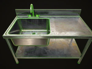 Metal industrial sink 3D Model