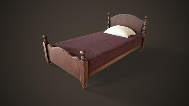 Vintage classic single bed Modèle 3D .c4d .max .obj .3ds .fbx .stl .blend 