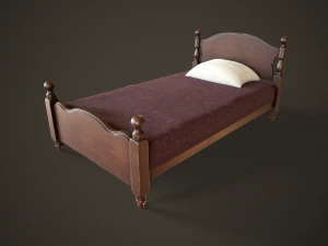 Vintage classic single bed 3D Model