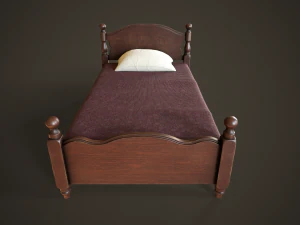 Vintage classic single bed 3D Model