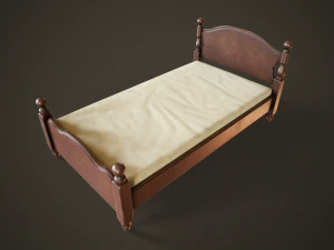 Vintage classic single bed 3D Model