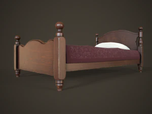 Vintage classic single bed 3D Model