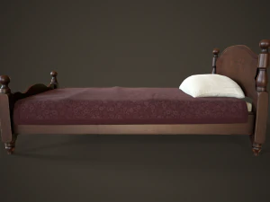 Vintage classic single bed 3D Model