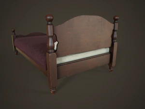 Vintage classic single bed 3D Model