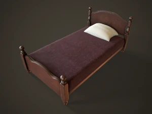 Vintage classic single bed 3D Model