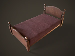 Vintage classic single bed 3D Model