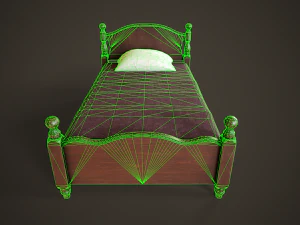 Vintage classic single bed 3D Model