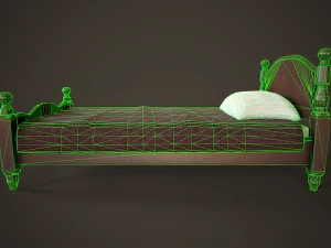 Vintage classic single bed 3D Model