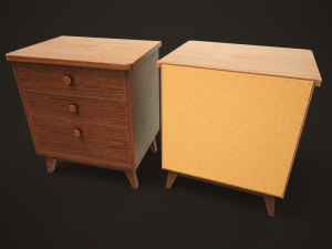 Retro double bed and nightstand Modello 3D