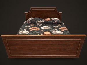 Retro double bed and nightstand Modello 3D