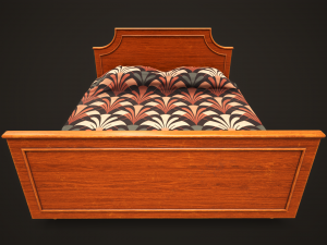 Retro double bed and nightstand Modello 3D