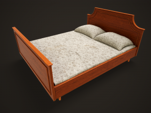 Retro double bed and nightstand Modello 3D