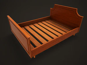 Retro double bed and nightstand 3D Model