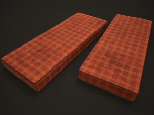 Retro double bed and nightstand 3D Model