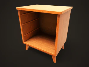Retro double bed and nightstand 3D Model