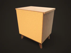 Retro double bed and nightstand 3D Model