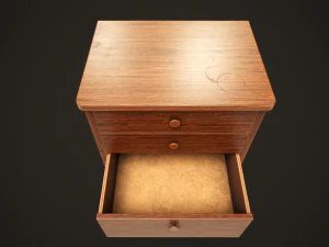 Retro double bed and nightstand 3D Model