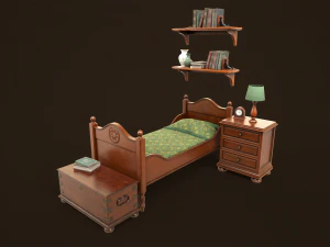 Vintage Bedroom Pack 3D Model