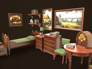 Vintage Bedroom Pack 3D Model