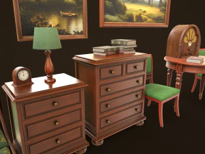 Vintage Bedroom Pack 3D Model