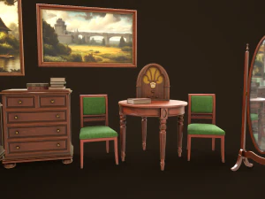 Vintage Bedroom Pack 3D Model