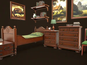 Vintage Bedroom Pack 3D Model