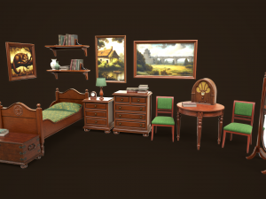 Vintage Bedroom Pack Modèle 3D