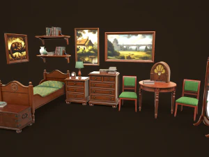 Vintage Bedroom Pack 3D Model