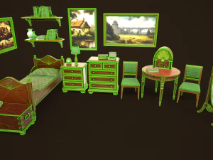 Vintage Bedroom Pack 3D Model