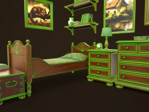 Vintage Bedroom Pack 3D Model