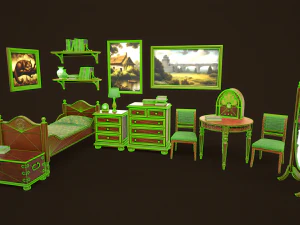 Vintage Bedroom Pack 3D Model