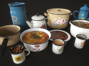 Enamel tableware set Modello 3D