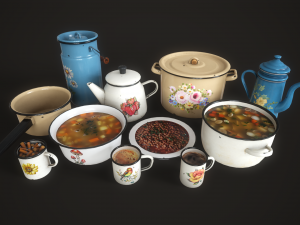 Enamel tableware set Modello 3D