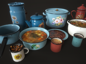 Enamel tableware set Modello 3D