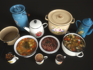 Enamel tableware set Modello 3D