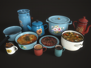 Enamel tableware set Modello 3D