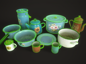 Enamel tableware set Modello 3D