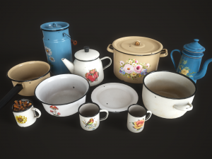 Enamel tableware set Modello 3D